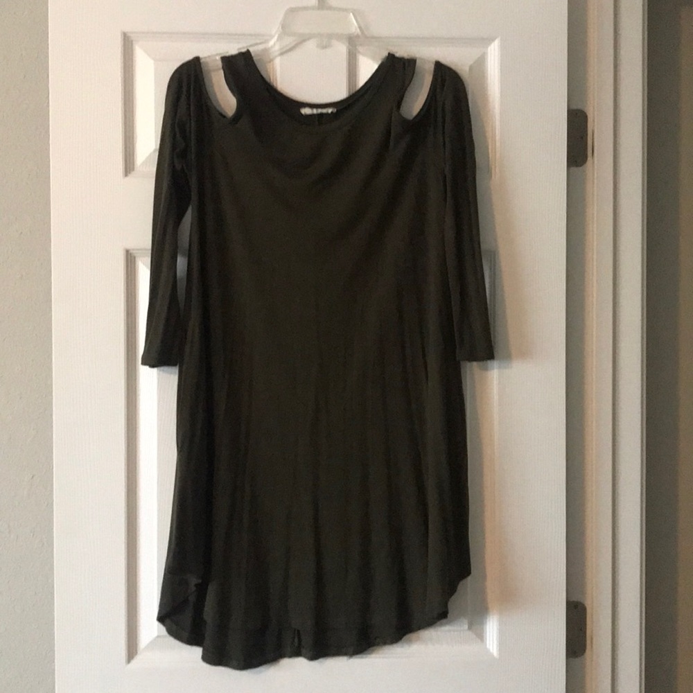 Cold shoulder dress- size SMALL. Dark green.
